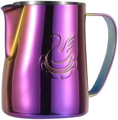 Elegant Stainless Steel Frothing Cup Coffee Pitcher Milk Cream Espresso Latte Art Jug for Barista Coffee Bar(400ml,Colorful 2) by Unknown