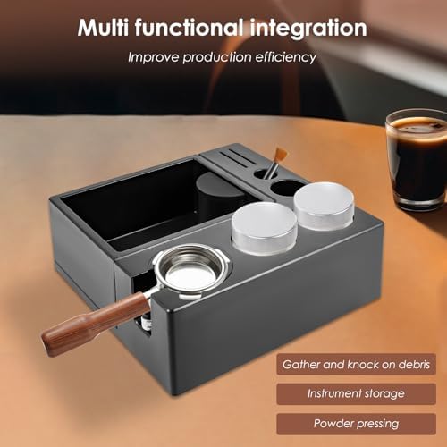 Espresso Knock Box, Detachable Coffee Organizer Box, 9 in 1 Espresso Organizer Station Fit for Storage 51, 54, 58MM Portafilter Holder, Dishwasher Safe Tamping Mat and Storage - Image 6