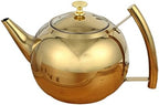 Tea Pot 1L Large Capacity Kettle Stainless Steel Teapot Coffee Maker with Filter Home Cooling Kettle Delicate Teapot Gold/Silver Teapot for Infuser (Color : A, Size : 1L) by UNNS