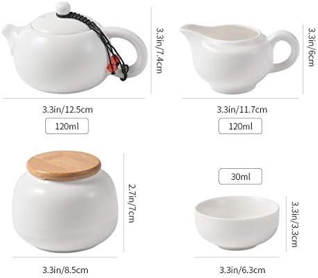 Chinese Tea Pot Cup Set with Tray Infuser - Travel Ceramic Tea set Porcelain Teapot, Portable All in One Bag for Outdoor Picnic Business Hotel (White) - Image 5