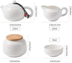 Chinese Tea Pot Cup Set with Tray Infuser - Travel Ceramic Tea set Porcelain Teapot, Portable All in One Bag for Outdoor Picnic Business Hotel (White) - Image 5