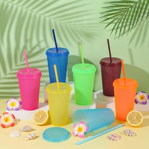 Honeydak 30 Pack Plastic Tumblers with Lids and Straws Bulk, Retro Color - Image 2