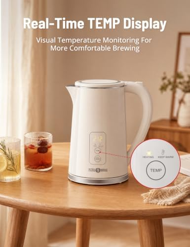 Paris Rhône Electric Kettle, Tea Kettle with 6 Temperature Settings, 1.7L Cordless Hot Water Boiler Heater, Strix Thermostat, Touch Control, Auto-Shutoff/Boil-Dry Protection, Keep Warm, LED Indicator - Image 3