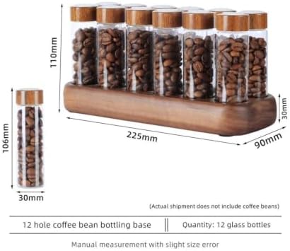 Glass Coffee Bean Storage Container 12 Single Dose Tubes Wood Stand - Image 2