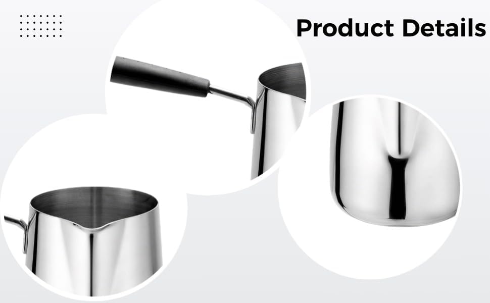 Stainless Steel Frothing Pitcher, 20.3 oz / 600 ml 304 Grade Milk Steaming Pitcher with Heat-Resistant Handle, Non Spill Spout, Milk and Coffee Warmer for Espresso, Latte Art - Image 6