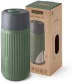 BLACK + BLUM Glass Travel Cup | Durable, Lightweight On-the-Go Tumbler, Lid Lock, Leak-proof - Perfect for Hot & Cold Drinks | Fits in Bike Bottle Cages & Car Cup Holders | Olive, 11 oz / 340ml - Image 5