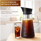 Glass Cold Brew Coffee Maker 1L/33oz - Borosilicate Glass Pitcher with Stainless Steel Filter, No Plastic Taste, Airtight Lid & Ergonomic Handle, Fits Fridge Door, Iced Coffee & Tea Maker - Image 3