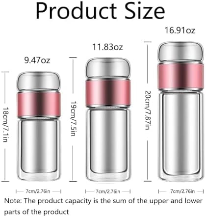 Glass Infuser Tea Cup, 3-in-1 Design with Built-in Filter, Double Layer Insulated Tea Bottle with Lid, Portable Loose Leaf Tea Steeper for Home Travel Office Use - Image 7