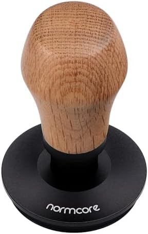 Normcore 58.5mm Coffee Tamper V4 - Titanium PVD Coated Ripple Base - 15lb/25lb/30lb Spring Loaded Tamper With Genuine Oak Wood Handle - Image 4