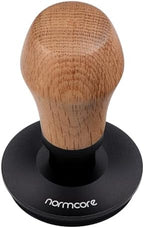 Normcore 58.5mm Coffee Tamper V4 - Titanium PVD Coated Ripple Base - 15lb/25lb/30lb Spring Loaded Tamper With Genuine Oak Wood Handle - Image 4