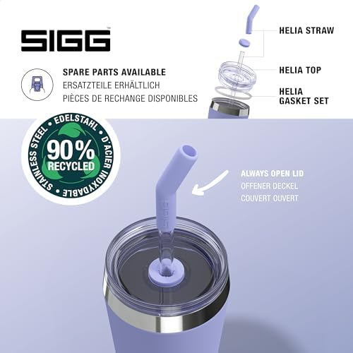 SIGG - Insulated Mug - Travel Mug Helia - With Durable Glass Straw & Cleaning Brush - Leakproof - BPA Free - 18/8 Stainless Steel - 15oz/20oz - Image 5