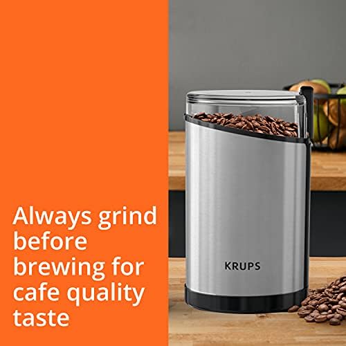 Krups Coffee Grinder, Fast-Touch, 3oz, 85g bean hopper - Easy to Use, One Touch Operation - 200 Watts - Espresso Grinder, Spice Grinder, 2 to 12 cup Coffee Bean Grinder, Silver - Image 2