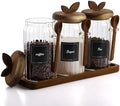 Suclain 3 Sets Glass Coffee Sugar Tea Canister Airtight with Lid by Suclain