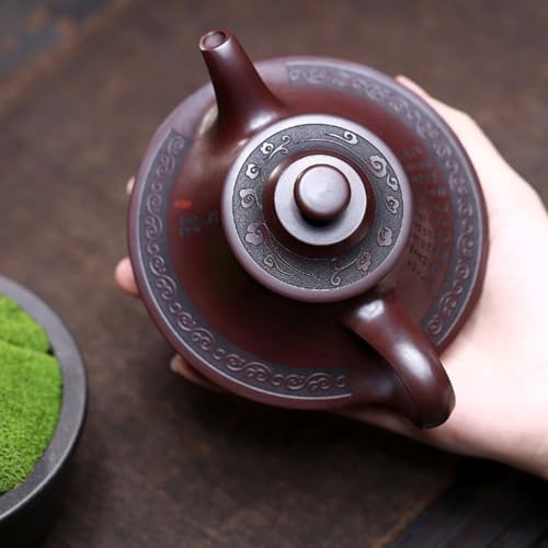 Tea Kettle Creative Purple Clay Teapot Home Tea Room Red Clay Carved Cloud Furnace Teapot Ceramic Tea Infuser - Image 4