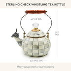 MACKENZIE-CHILDS Whistling Tea Kettle, Gray-and-White Sterling Check - Image 4