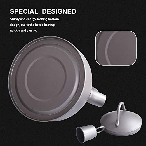 iBasingo 2L/ 67oz Titanium Whistling Tea Kettle for Gas Stove Ultralight Water Jug Outdoor Big Capacity Teapot Water Bottle with Folding Handle and Warning Buzzer for Camping Home Kitchen Ti3097D - Image 5