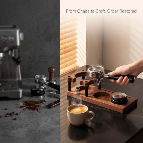 Espresso Tamping Station - Adjustable Portafilter Holder & Tamper Stand, Premium Wooden Coffee Organizer with Silicone Protection, Professional Barista Accessories for Home Cafe - Image 3