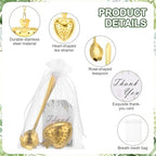 uxcell 25Set Bridal Shower Tea Party Favor Rose Spoon Heart Shape Ball Gold - Image 3