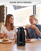 2 PCS Thermal Coffee Carafe Insulated Stainless Steel Coffee Carafe for Hot Liquid Vacuum Thermal Pot Creamer Pitcher Dispenser Keeping Hot Water Milk(Black/Black 68 oz) - Image 4