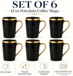 Black Gold Coffee Mugs Set of 6, 12 oz Porcelain - Image 3