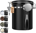 4PCS Coffee Storage Canister 1.5L 51OZ Double Airtight Coffee Beans Container with Date Locator 304 Stainless Steel Kitchen Food Storage Container with Spoon for Tea Sugar by TKSDWBLTY