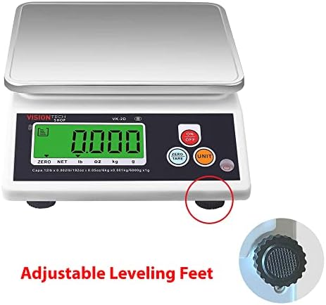 VisionTechShop VK-2D 0.1g Premium Food Kitchen Scale, Lb/Oz/Kg/g Switchable, Stainless Steel Plate Food Scale, Large LCD Display with Backlight, 12lb Max Capacity, 0.001lb Readability - Image 4