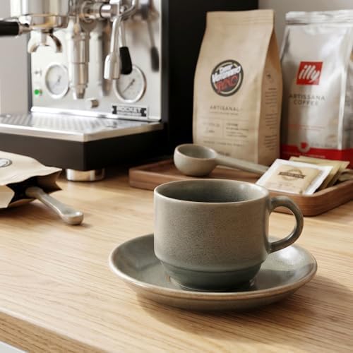 5.1 OZ Cappuccino Coffee Cup and Saucer Set, 4-piece ceramic coffee cup and saucer set, suitable for cappuccino, flat white, Americano, espresso, single-origin pour-over, and tea. - Image 5