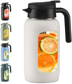 68oz Glass Pitcher with Handle and Lid,Borosilicate Leakproof Glass Water Pitcher for Fridge, Multifunctional Iced Tea Pitcher Glass Carafe for Cold Brew Lemonade Juice and Sun Tea by Unknown