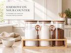 KKC HOME ACCENTS Glass Jar Set with Bamboo Stand & Spoon - 39oz 3 Pack - Image 3