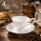 Fine Bone China Tea Cups and Saucers Set of 4, 4 oz - Image 2