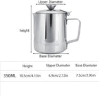 Stainless Steel Pitcher, 350ml Milk Pitcher with Lid，Stainless Steel Coffee Cup Mug Milk Frothing Jug for Latte Coffee Art for Office Kitchen (4.13in Height) (Pack of 2) - Image 2