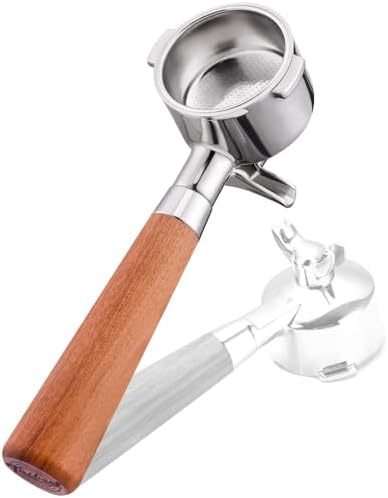 51mm 2 Ear Portafilter for DeLonghi EC260/EC155/ECP3420/BCO430- Stainless Steel Handle with Precision Basket and Siam Rosewood Grip by TaiBest