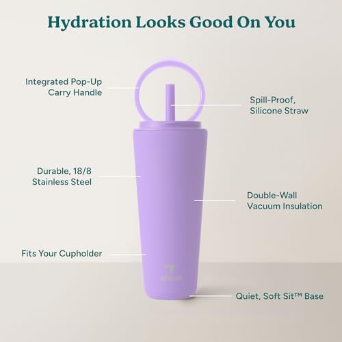 REDUCE Halo 32 oz Stainless Steel Vacuum Insulated Tumbler - Spill Proof Travel Mug with Flip Handle Lid - Keeps Drinks Cold for 32 Hrs - Dishwasher Safe - Cupholder Friendly - Purple Punch - Image 3