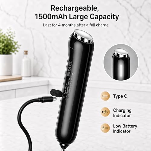 InstaWhisk Upgraded Milk Frother with Variable Speed - Rechargeable Handheld Coffee Frother Wand with Detachable Whisks, Electric Drink Mixer for Latte, Cappuccino, Almond Milk, Protein, Navy Blue - Image 3