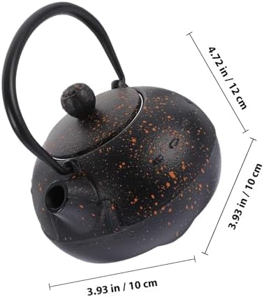 SHINEOFI Vintage Retro Iron Teapot 0.4l Tetsubin Cast Iron Tea Pot with Handle Small Japanese Stovetop Tea Kettle for Home Brewing - Image 2