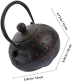 SHINEOFI Vintage Retro Iron Teapot 0.4l Tetsubin Cast Iron Tea Pot with Handle Small Japanese Stovetop Tea Kettle for Home Brewing - Image 2