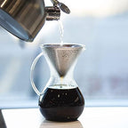 HUTCH Glass Pour Over Coffee Brewer with Double Mesh Stainless Steel Filter - Pour Over Coffee Maker Glass Carafe - 1 L - Image 3