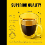PunPun 17oz.500ml Large Coffee Mug,Double Walled Clear Mugs,Coffee Glass Cup, Heat Resistant Borosilicate Clear Glasses,Premium Glasses, Set of 2 - Image 4