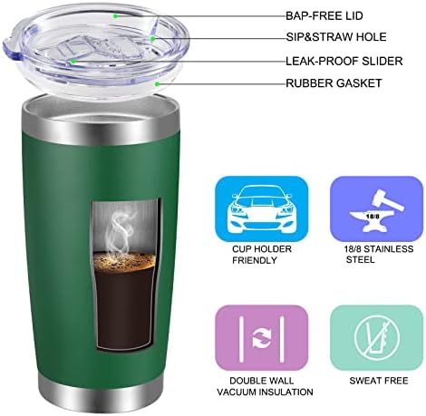 VEGOND 20oz Tumbler with Lid and Straw Stainless Steel Tumbler Cup Bulk Vacuum Insulated Double Wall Travel Coffee Mug Powder Coated Coffee Cup, Dark Green, 12 Pack - Image 2