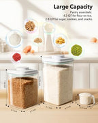 Ankou Food Storage Container Sets, 2.8 Qt *2+ 4.2 Qt *4 Airtight Canisters with Lids and 130ml Scoop, BPA-Free Plastic Pantry Containers for Flour, Sugar, Rice - Image 6