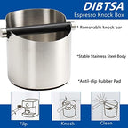 DIBTSA Coffee Knock Box, Espresso Knock Box Stainless Steel Espresso Machine Accessories with Removable Knock Bar and Non-Slip Base Coffee Grounds Container Bin, Large (Silver) - Image 2