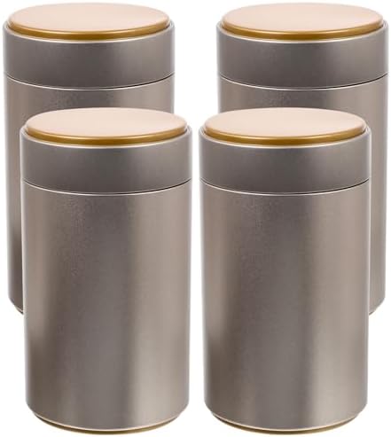 PATKAW 4pcs Large Airtight Tea Canisters Tinplate Metal Food Storage Containers for Loose Leaf Tea Coffee Kitchen Pantry Organization by PATKAW