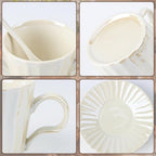 7.5oz Ceramic Cappuccino Cup with Saucer and Spoon Set of 4 - Image 4