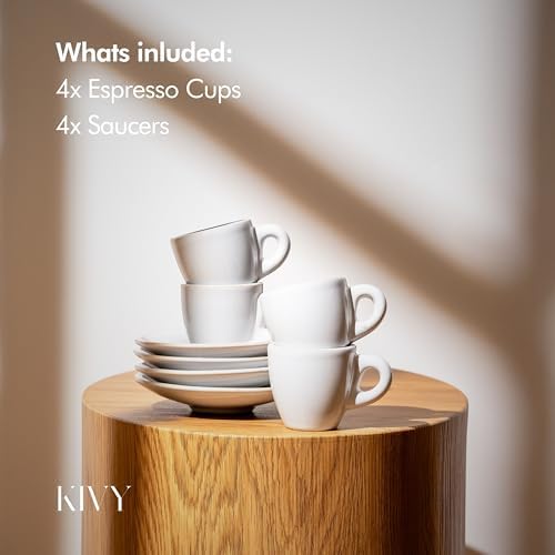 KIVY Stoneware Espresso Cups, 4-Piece Set - Italian Design, Thick-Walled, 3 oz, Microwave & Dishwasher Safe - Image 5