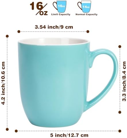 Urbanstrive 16 oz Large Coffee Mugs Set of 6 Ceramic Coffee Mug White Coffee Cups Tea Cups Idea Gift for Women Men House Warming Gifts New Home Office, Blue 6 Pack - Image 2