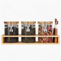Airtight 27oz Glass Tea Jar Set with Bamboo Rack and Scoops, 3 Pack by KKCHOMEACCENTS