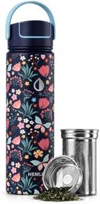 22 oz Ceramic Lined Tea Infuser Travel Tumbler, Micro-Mesh Stainless Steel Infuser, Pure Taste Ceramic Interior, Triple Insulated 12hr Hot Cold, Dual Sip & Straw Lid, Scratch-Resistant by Hemli