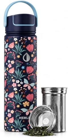 22 oz Ceramic Lined Tea Infuser Travel Tumbler, Micro-Mesh Stainless Steel Infuser, Pure Taste Ceramic Interior, Triple Insulated 12hr Hot Cold, Dual Sip & Straw Lid, Scratch-Resistant by Hemli