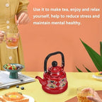 Enamel on Steel Whistling Tea Kettle, Kitchen Stovetop Teakettle for Brewing Tea and Coffee, VintageTea Pot for Living Room Decorations Domestic (Redb 1.7l) - Image 3
