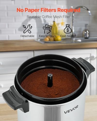 VEVOR Commercial Coffee Urn, 40 Cup 6 L Hot Beverage Dispenser with Dripless Faucet, Quick-Brewing Commercial Coffee Maker, Automatic Temperature Control, for Catering, Party, Church & Restaurant - Image 3